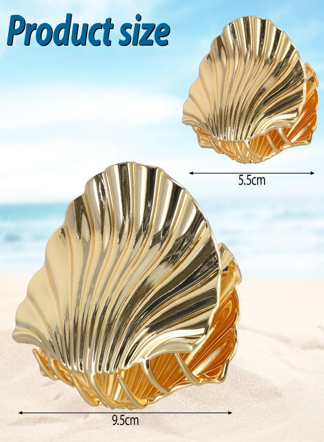 PKRFCJ 2 Pcs Shell Claw Clip, Gold Shell Hair Clip Fashionable and Cute Suitable for Most Hair Styles Suitable Gifts for Girls (3.74 Inches and 2.16 Inches) - Image 2